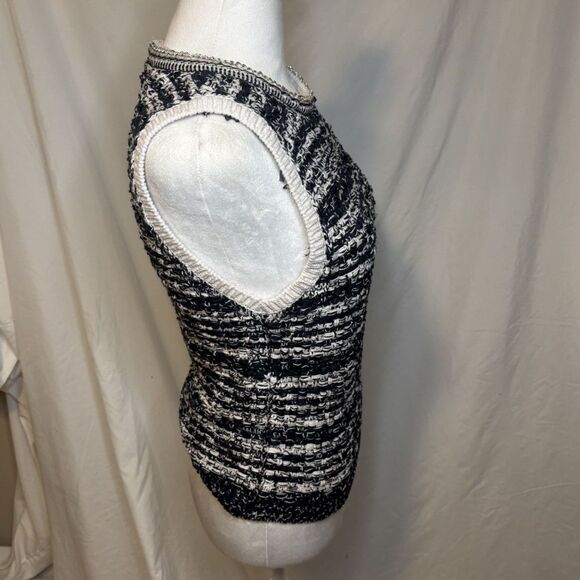 Alice and Olivia Reva Stitch Textured Stripe Sweater Tank Chain Women - Picture 5 of 10